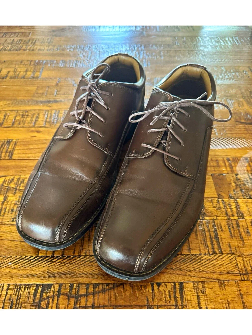 Dockers ProStyle Men’s Brown Leather Lace-Up Square Toe Derby Dress 11.5 W